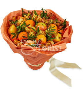 edible bouquet with tangerines and apples